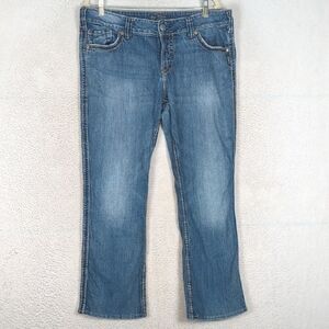 Silver McKenzie Women's Embroidered Straight Leg‎ Jeans Size 16